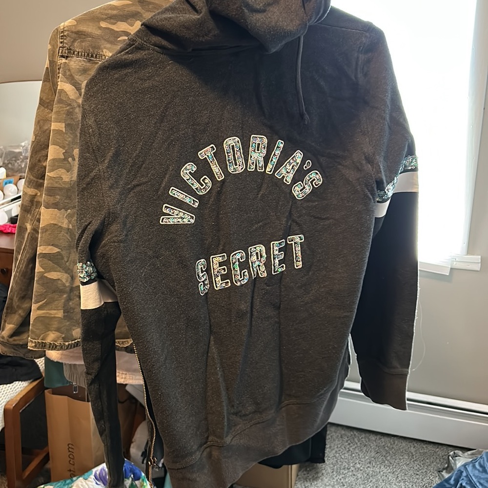 5 Victoria’s Secret Small Zip Up Sweatshirts, 3 sequin